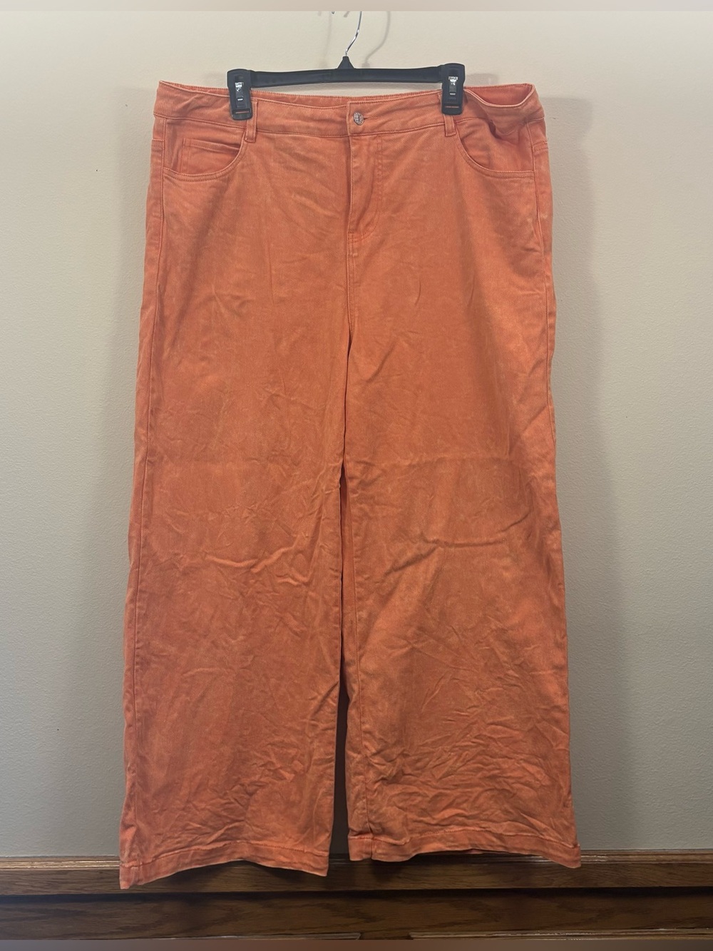 Entro high-waisted wide-leg orange denim pants women’s 1X retro coastal boho